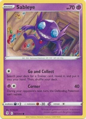 Sableye - 067/203 - Common
Sword &amp; Shield: Evolving Skies Singles (Español)