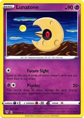 Lunatone - 072/189 - Uncommon Sword &amp; Shield: Darkness Ablaze Singles