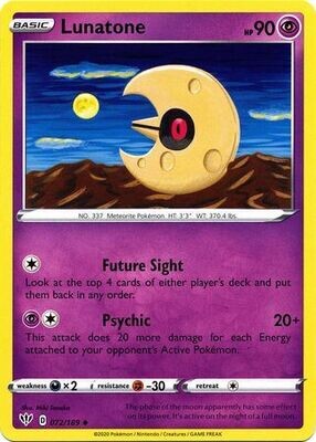 Lunatone - 072/189 - Uncommon Sword &amp; Shield: Darkness Ablaze Singles