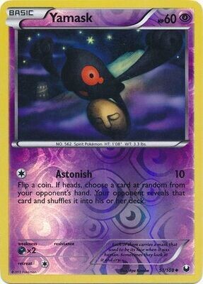 Yamask - 51/108 - Uncommon Reverse Holo
Black &amp; White 5: Dark Explorers Reverse Holo Singles