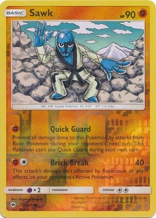 Sawk - 72/147 - Common Reverse Holo
Sun &amp; Moon: Burning Shadows Reverse Holo Singles