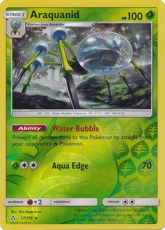 Araquanid - 17/156 - Rare Reverse Holo
Sun &amp; Moon: Ultra Prism Reverse Holo Singles