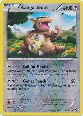 Kangaskhan - 71/101 - Common Reverse Holo Black &amp; White 10: Plasma Blast Reverse Holo Singles