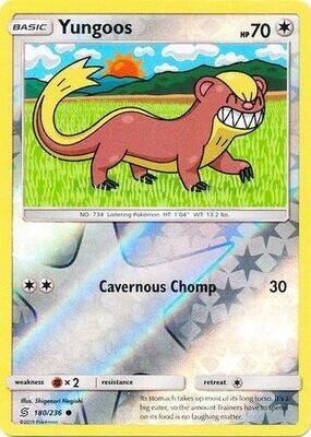 Yungoos - 180/236 - Common Reverse Holo
Sun &amp; Moon: Unified Minds Reverse Holo Singles