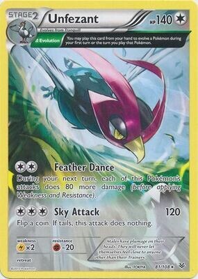 Unfezant - 81/108 - Rare XY: Roaring Skies Singles