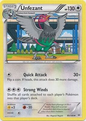 Unfezant - 80/108 - Uncommon
XY: Roaring Skies Singles