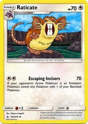 Raticate - 144/214 - Uncommon
Sun &amp; Moon: Unbroken Bonds Singles