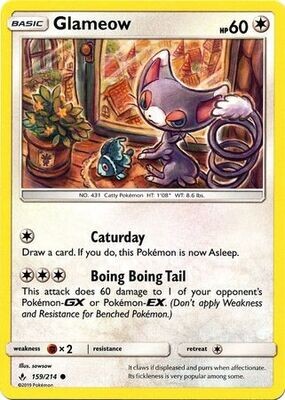 Glameow - 159/214 - Common
Sun &amp; Moon: Unbroken Bonds Singles