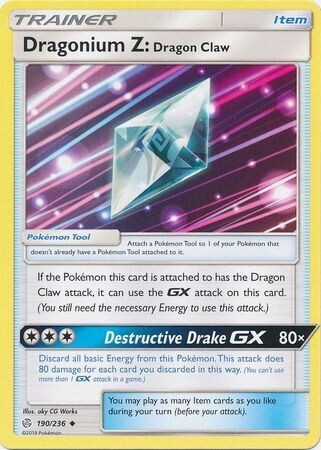 Dragonium Z: Dragon Claw - 190/236 - Uncommon Sun &amp; Moon: Cosmic Eclipse Singles(Español)