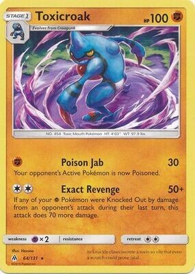 Toxicroak - 64/131 - Rare Sun &amp; Moon: Forbidden Light Singles(Español)