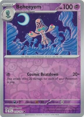 GA Beheeyem - 074/162 - Uncommon Reverse Holo
Scarlet &amp; Violet: Temporal Forces Reverse Holo Singles