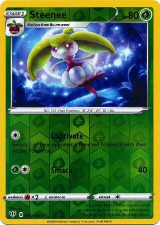 Steenee - 015/189 - Uncommon Reverse Holo
Sword &amp; Shield: Darkness Ablaze Reverse Holo Singles