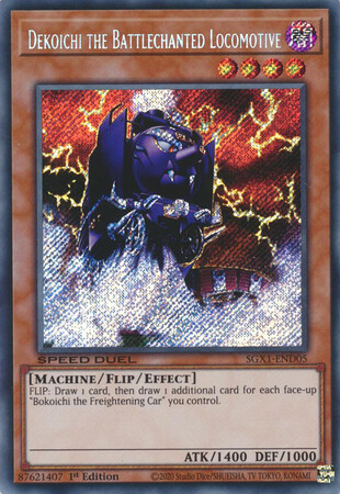 Dekoichi the Battlechanted Locomotive - SGX1-END05 - Secret Rare 1st Edition
Speed Duel GX Duel Academy Box Singles