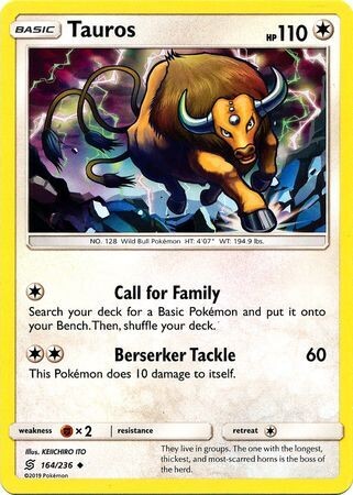 Tauros - 164/236 - Uncommon
Sun &amp; Moon: Unified Minds Singles (Español)