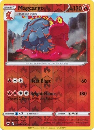 Magcargo - 028/185 - Uncommon Reverse Holo
Sword &amp; Shield: Vivid Voltage Reverse Holo Singles