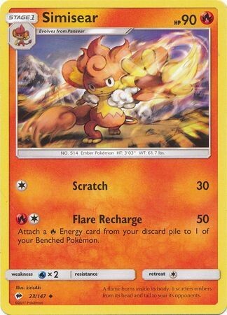 Simisear - 23/147 - Uncommon
Sun &amp; Moon: Burning Shadows Singles