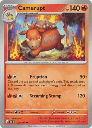 Camerupt - 032/197 - Uncommon
Obsidian Flames Singles