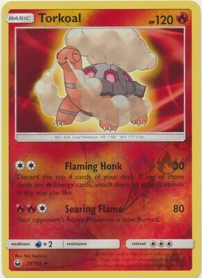 Torkoal - 29/168 - Uncommon Reverse Holo
Sun &amp; Moon: Celestial Storm Reverse Holo Singles