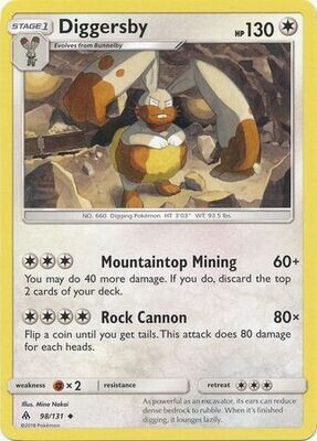 Diggersby - 98/131 - Uncommon
Sun &amp; Moon: Forbidden Light Singles (Español)