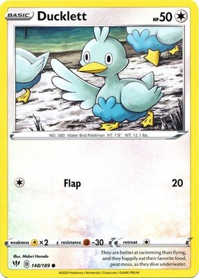 Ducklett - 148/189 - Common
Sword &amp; Shield: Darkness Ablaze Singles (Español)