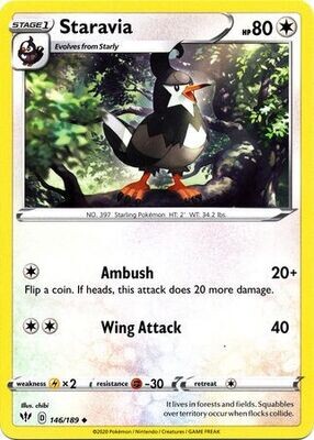 Staravia - 146/189 - Uncommon
Sword &amp; Shield: Darkness Ablaze Singles