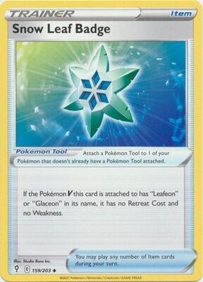 Snow Leaf Badge - 159/203 - Uncommon Sword &amp; Shield: Evolving Skies Singles