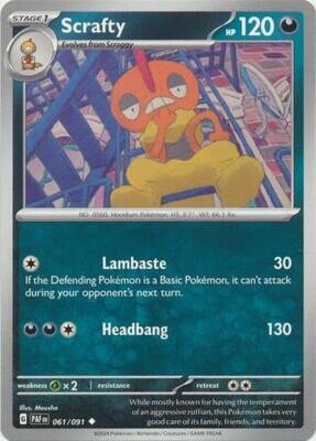 Scrafty - 061/091 - Uncommon Paldean Fates Singles