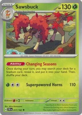 GA Sawsbuck - 017/162 - Uncommon
Scarlet &amp; Violet: Temporal Forces Singles