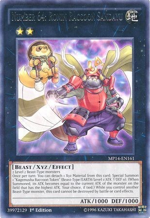 Number 64: Ronin Raccoon Sandayu - MP14-EN161 - Rare 1st Edition
Yu-Gi-Oh! 2014 Mega-Tins Singles