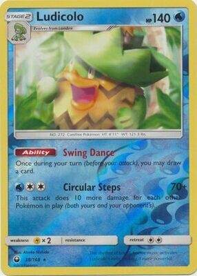 Ludicolo - 38/168 - Holo Rare Reverse Holo
Sun &amp; Moon: Celestial Storm Reverse Holo Singles