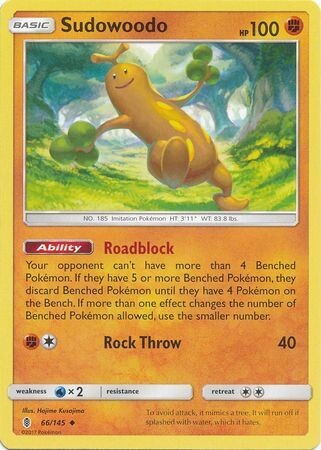 Sudowoodo - 66/145 - Uncommon
Sun &amp; Moon: Guardians Rising Singles