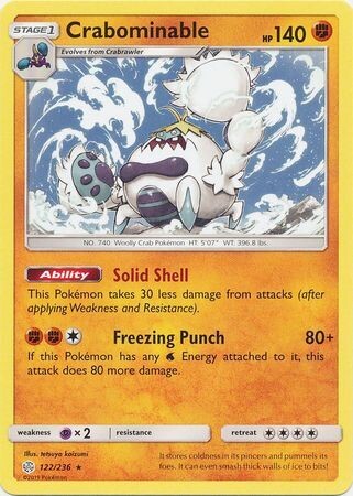 Crabominable - 122/236 - Rare
Sun &amp; Moon: Cosmic Eclipse Singles(Español)