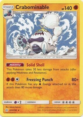 Crabominable - 122/236 - Rare
Sun &amp; Moon: Cosmic Eclipse Singles(Español)