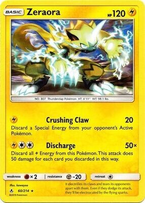 Zeraora - 60/214 - Rare
Sun &amp; Moon: Unbroken Bonds Singles