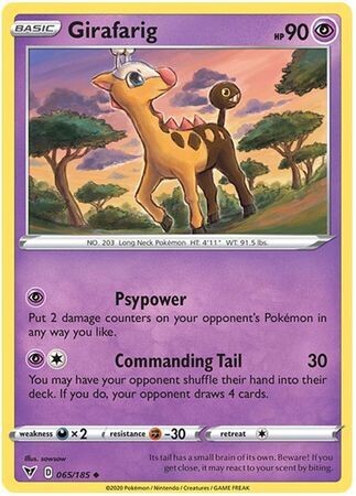 Girafarig - 065/185 - Uncommon
Sword &amp; Shield: Vivid Voltage Singles
