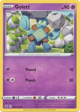 Golett - 065/198 - Common
Sword &amp; Shield: Chilling Reign Singles