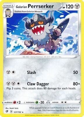 Galarian Perrserker - 127/192 - Rare Sword &amp; Shield: Rebel Clash Singles