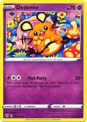 Dedenne - 078/189 - Uncommon
Sword &amp; Shield: Darkness Ablaze Singles