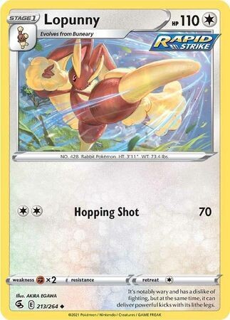 Lopunny - 213/264 - Uncommon
Sword &amp; Shield: Fusion Strike Singles