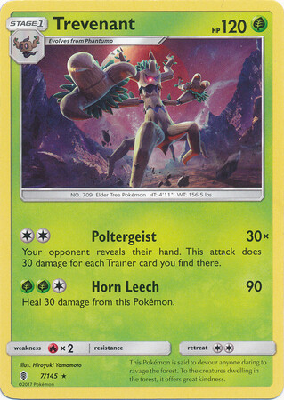 Trevenant - 7/145 - Rare Sun &amp; Moon: Guardians Rising Singles(Español)