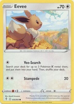 Eevee - 125/203 - Common Sword &amp; Shield: Evolving Skies Singles(Español)