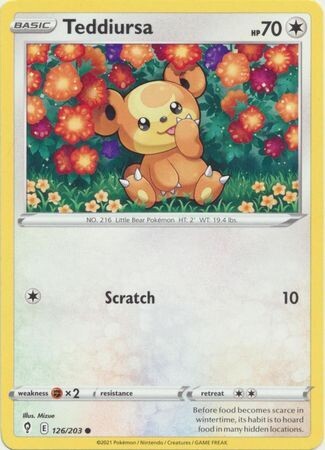 Teddiursa - 126/203 - Common Sword &amp; Shield: Evolving Skies Singles
