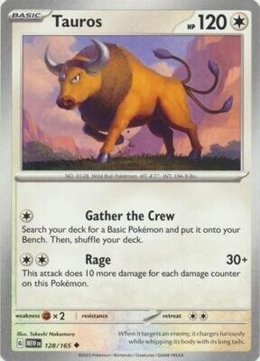 Tauros - 128/165 - Uncommon
Scarlet &amp; Violet 151 Singles