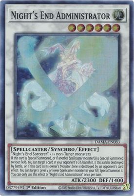 Night&#39;s End Administrator - DAMA-EN083 - Super Rare 1st Edition Dawn of Majesty 1st Edition Singles