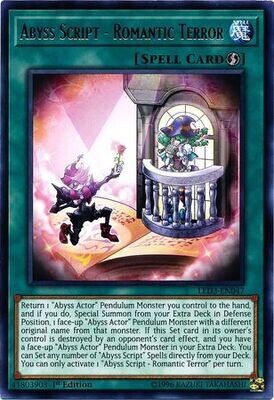 Abyss Script - Romantic Terror - LED3-EN047 - Rare 1st Edition Legendary Duelists: White Dragon Abyss Singles