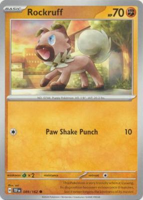 GA Rockruff - 089/162 - Common
Scarlet &amp; Violet: Temporal Forces Singles