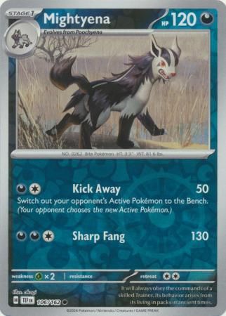 GA Mightyena - 106/162 - Common Reverse Holo
Scarlet &amp; Violet: Temporal Forces Reverse Holo Singles