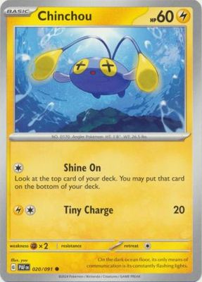 GA Chinchou - 020/091 - Common
Paldean Fates Singles