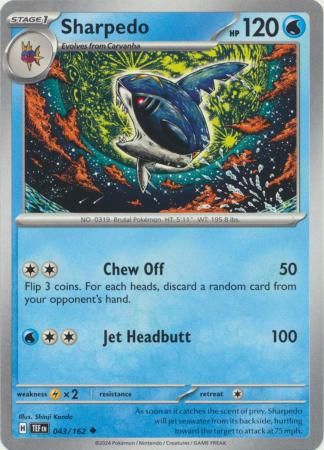 GA Sharpedo - 043/162 - Uncommon
Scarlet &amp; Violet: Temporal Forces Singles