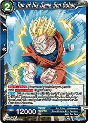 Top of His Game Son Gohan - World Martial Arts Tournament (DBS-TB02)
World Martial Arts Tournament